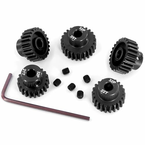 OGRC 32P 21T 22T 23T 24T 25T Pinion Gear for 1/8 1/10 RC SCT Buggy Monster | 0.8 Mod, 5mm Shaft, Hardened Steel, Fits 3660, 3665, 3670, 4068, and 4074 Series Motor - size: 21T 22T 23T 24T 25T