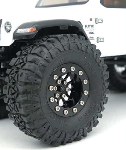 1.3 Beadlock Wheels & Brass Rim 46.5g Offset-3mm for 1/18 1/24 RC TF (Black) - color: Black