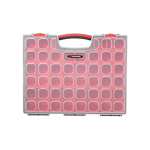 INTERTOOL Hardware Organizer with 24 Removable Bins - Small Parts Storage Tool Box for Nuts, Bolts, Screws, Nails - Portable Handle Transparent Lid with Locks BX08-4033 - style: 24 Removeable Bins