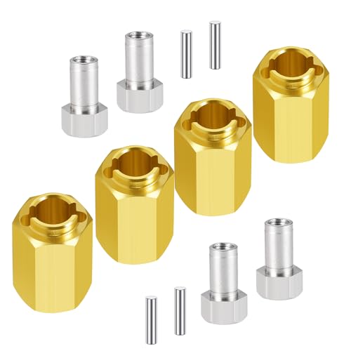 MOHERO 4Pcs 15g Brass Wheel Hubs 10mm Extenders Hex Adaptor for 1/18 RC Crawler Car TRX4M Upgrade Parts