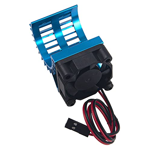 ShareGoo Aluminum 380 390 Motor Heatsink with Cooling Fan Electric Engine Heat Sink Compatible with HSP HPI Wltoys Himoto Redcat 1/16 1/18 RC Car (Blue) - style: Blue