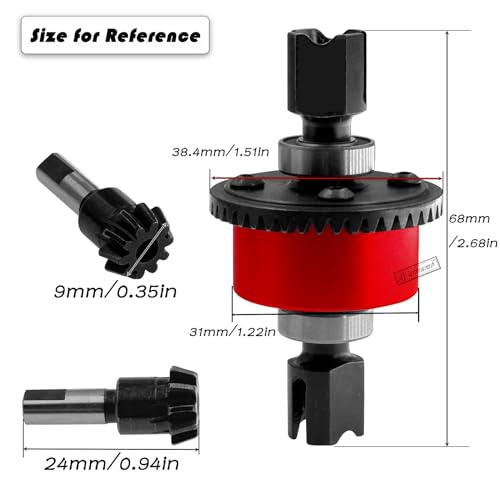 43T Differential Active with 10T Input Gear Upgrades Part for 1/7 Fireteam Mojave 1/8 Karton Notorious Outcast Talion,Metal Diff Set Hops Up,Replace #ARA310957,Red - color: Red(43T-10T)