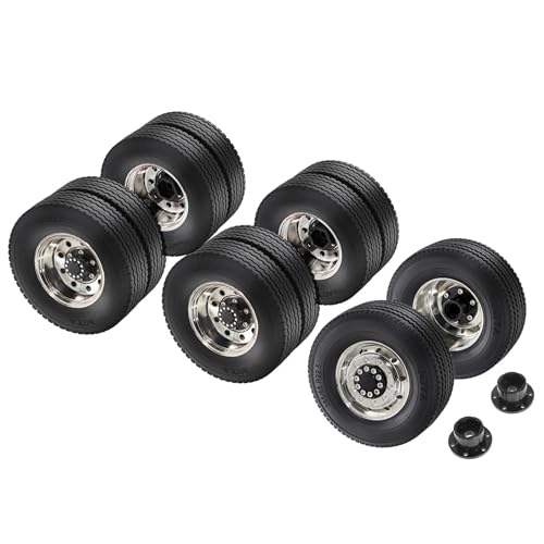 RC Repairs Models For Tamiya For Scania For Volvo For Actros For Man 1/14 Wheel Drive/Bearing Hub Rim Double Wheels Set RC Trailer Tractor Truck Car(2 Front and 4 Rear) - size: 2 Front and 4 Rear