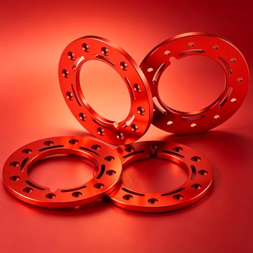 Aluminum 1.55inch Beadlock Ring 1Set/4PCS for AXIAL UTB18 D90 TF2 CC01 AX90069 MST JIMNY 1/10 RC Crawler Truck Car Wheels (Red) - color: Red
