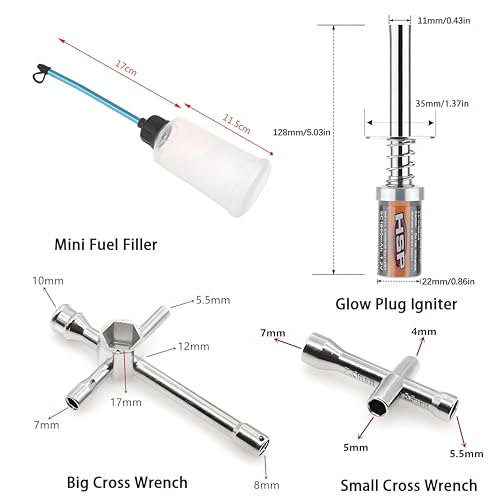 GoolRC RC Nitro Starter Glow Plug Igniter Charger Tools Fuel Bottle Combo for Redcat HSP Nitro Powered 1/8 1/10 RC Car