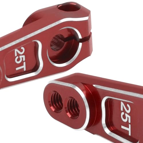 ShareGoo 3Pcs Metal 25T Servo Horn 25 Teeth Steering Servo Arm M3 Threads Compatible with Futaba Savox Power HD HSP Servos Motor Fit for 1/8 1/10 RC Off Road Crawler Drift Car Boat (Red) - color: Red