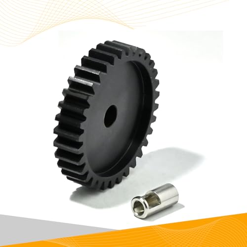 M1.5 33T Pinion Gear 8mm Bore with 8mm to 5mm Shaft Adapter Sleeve, Chromium Steel Motor Gear with Set Screw & Hex Key for Traxxas ARRMA Losi 1/5 1/8 RC Cars - size: 33T