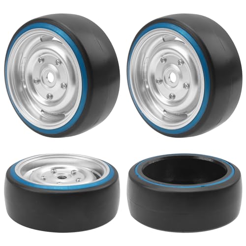 4Pack ShareGoo Hard Plastic 1/10 RC Drift Car Tires & Wheel Rims 12mm Hex Compatible with Traxxas 4Tec 2.0 HSP Tamiya TT01 TT02 Kyosho RC 1/10 On-Road Drift Drifting RC Car (Blue) - color: Blue