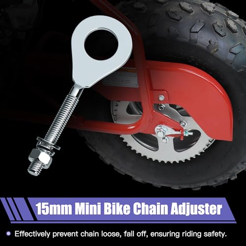 CT200U-EX 14mm 290mm Rear Wheel Axle Kit 300mm Mini Bike Front Axle | Mini Bike Front and Rear Axle Compatible with Coleman BT200X 196CC 200CC Minibike Parts 15mm Chain Adjuster - size: 290mm rear axle + 300mm front axle