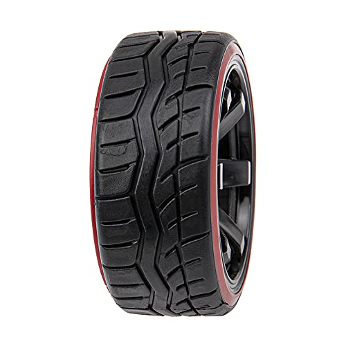 Hard Plastic Wheel Rims & Plastic Tires 12mm Hex Compatible with Traxxas HSP Tamiya Kyosho Himoto 1/10 RC Drift Car (Style 1)