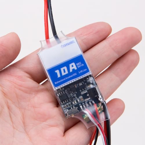 ZORZA 1Pcs Bidirectional 10A Brushed ESC with Mid-Position Brake PWM Compatible for 2S-4S Batteries RC Brushed Motor Speed Controller for DIY Boats Tanks Cars
