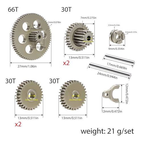 RC car Components Compatible with FMS for FCX24 for FCX18 for LC80 1/24 1/18 RC Crawler Upgrade Parts Steel Transmission Gear Complete Gearbox Gears Set