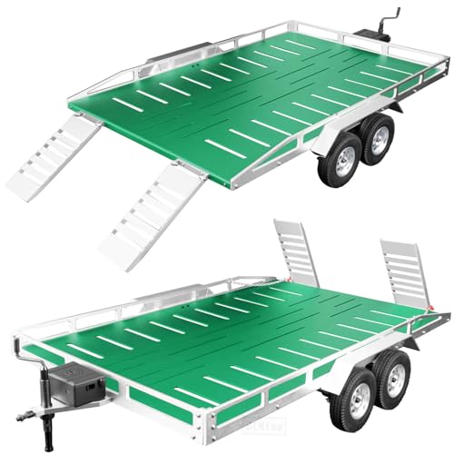Aluminum RC Trailer for 1/10 1/8 RC Crawler TRX4 TRX6 Redca t Scout II Gen8 Tamiya Scx10 II D90 Wraith,RC Heavy Duty Truck and RC Rock Cars Trailer with RC Trailer Hook Coupler,Green - color: Green - (Aluminum Rc Trailer)