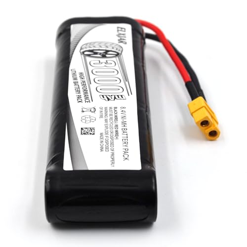 (2-Pack) 8.4V 3000mAh Ni-MH Battery with XT60 Plug for 1/10 RC Vehicles | For compatible 1/10 RC boats, 2WD/4WD cars, trucks and buggies; 14AWG wire and 4.8V–12V Ni-MH/Ni-Cd charger. - color: (2-Pack) 8.4V 3000mAh XT60