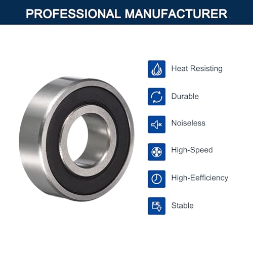 R12-2RS Deep Groove Ball Bearings, ID 3/4" x OD 1-5/8" x Width 7/16" Double Rubber Sealed Ball Bearing Pre-Lubricated Chrome Steel Z2 Lever 2pcs - size: R12-2RS 3/4"x1-5/8"x7/16"