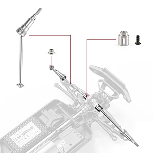 HAIBOXING 1/18 RC Cars Spare Parts Metal Front Universal Shafts & Metal Diff. Cups & Pins & Lock Nut M3 M1884 Apply to 2021 New Version 18859A & 18859 & 18858 & 18868 (M1883 &M1903)