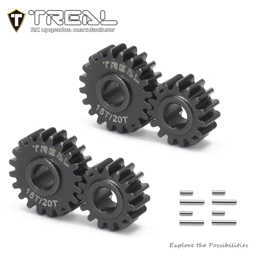 TREAL FCX24 Overdrive Portal Gears Harden Steel Metal OD Portal Drive Gears Set 15T/20T (8P) for 1/24 FMS FCX24,Overdrive 12%