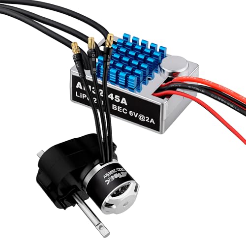 Alloy Transmission & 2322 2600kv Brushless Motor & 45A Brushless ESC for MN82 MN99S MN168 MN78 Series Upgrades Part Black - color: black