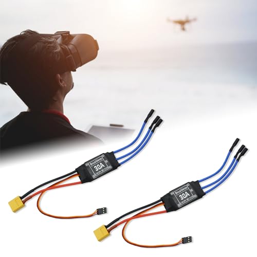 30A Electric Brushless Motor Controller, 2 Pcs ESC Speed Controller with XT60 and 3.5mm Bullet Plugs for RC Drone RC Airplane Helicopter (30A) - color: 30A