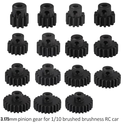 48P Hardened Steel Pinion Gear Set 3.175mm (1/8 inch) Hole 21T 22T 23T 24T 25T 48DP Pitch Gears with Hex Key for RC Brushless Brush Motor RC Car Upgrade (5pcs) - size: 21 22 23 24 25T