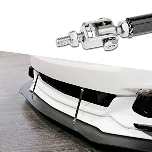 Pack-2 Front Splitter Support Rods, 20CM/7.87" Front Bumper Lip Splitter Diffuser, Retractable Pillar Tie Rod Decoration, Compatible with Most Vehicles (Carbon Fiber Black)