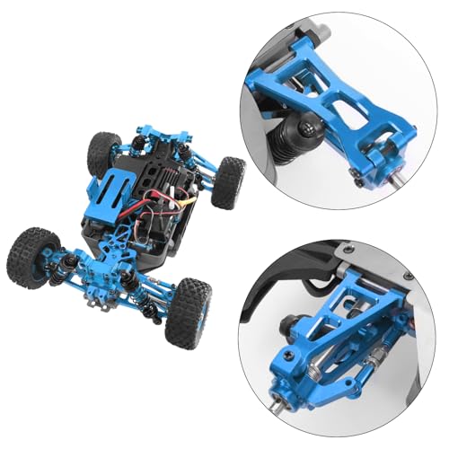 Aluminum Upgrade Kit, Front Rear Suspension Arms, Steering Knuckles & Hubs, R168Z Bearings for 1/16 MJX Hyper GO H16BM H16GT H16DR 16208 16209 16210 RC Truck Car Accessories Parts (Blue) - color: Blue