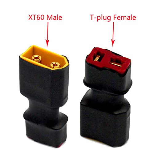 5pcs XT60 Male Connector to T-Plug Female Connector Adapter for RC Car Plane Lipo Battery ESC (Male XT60 to Female T-Plug) - size: XT60 Male to T Plug Female