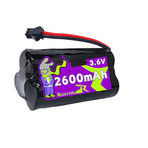 3.6V 2600mAh 1+2 Triangle Sharp Ni-MH Rechargeable Battery with SM-2P Plug(black),Fit for Unitech 0253799 ANIC1566 ELBB001 Lithonia EU2C M6 Emergency/Exit Light/Fire Exit Sign with Charger(3*AA)