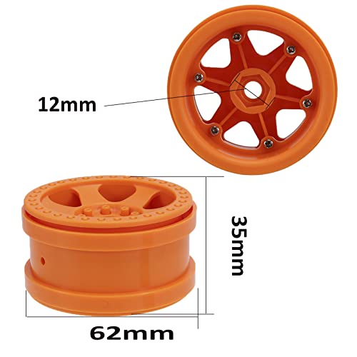 4PCS Plastic 2.2 Inch Beadlock Wheel Rim Wheel Hub 12mm Drive Hex Compatible with 1/10 RC Crawler Car for Axial SCX10 90046 TRX4 Wraith RR10 Capra(Orange) - color: Orange