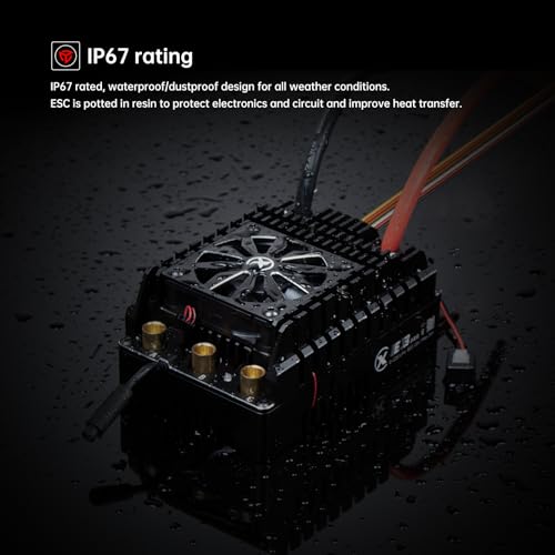 XC E3Pro Sensored Electric Brushless Motor Controller for RC Car, 6-12S Lipo,400A Continuous Current,10-25A、6.0/7.4/8.4V BEC,Applicable to 1/5,Support Turbo Timing and APP Control - size: E3Pro
