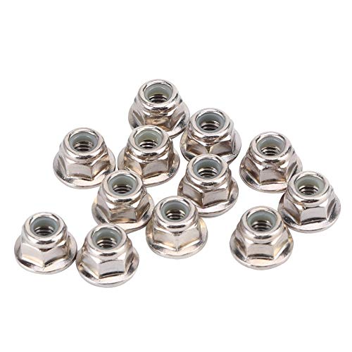 12Pcs RC Lock Nuts, 4mm RC Wheel Nuts, Metal Nonslip Wheel Lock Nut with 0.35in Bottom Diameter Replacement for TRX6 SCX10 1/10 Remote Control Model Cars, Sliver