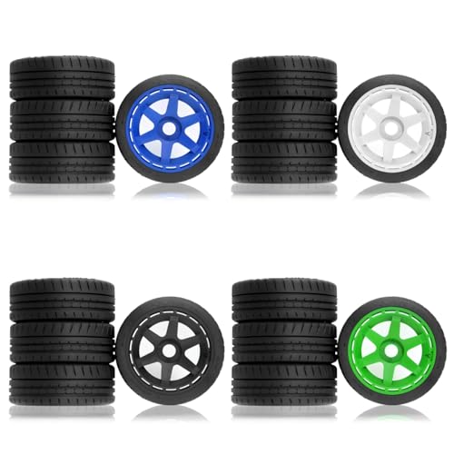 110mm OD 1/8 1/7 RC On Road Tires & Wheels 6-Spoke Rally Racing Wheels 17mm Hex for 1:8 1:7 Street Touring Drift Truck Car ARRMA Losi Kyosho VRX GT2 W10 Felony 6S BLX HPI WR8 4PCS (Green) - color: Green