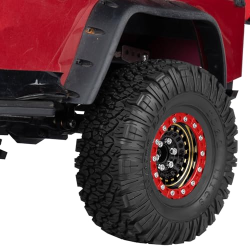 1.9 Beadlock Tire for 1/10 RC Crawler SCX10 90046 AX103007 TRX4 TRX6 Gen7 8 D90 VS4-10 MST CFX, Aluminum Deep Wheel w/Rubber Tires&Super Heavy Brass,1.9" Wheels and Tires,Black&Gold - color: Black&gold(4pcs)