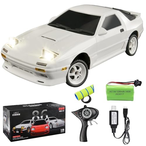 LD1802 1/18 AE86 Initial D RWD RC Drift Car White with Gyro | 2.4G remote drift racer equipped with upgraded 1200mAh battery for hobby use - color: Ld1802
