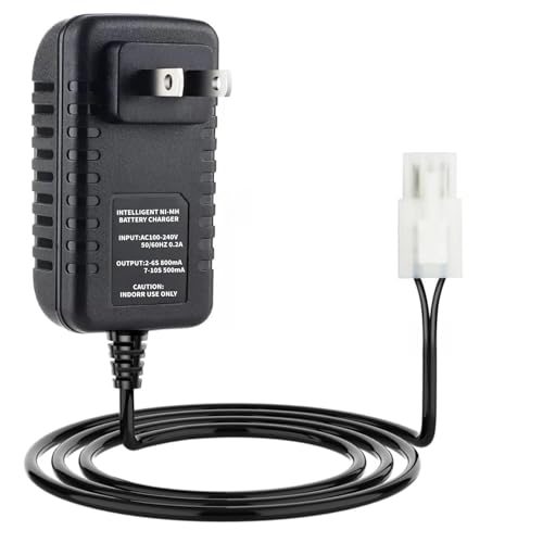 9.6V 8.4V 7.2V Intelligent Battery Charger KET-2P Standard-Tamiya Connector with TRX/Traxxas Cable for 2.4V-12V(2S-10S) NiMH NiCd RC Car/Airsoft Battery Pack Charger