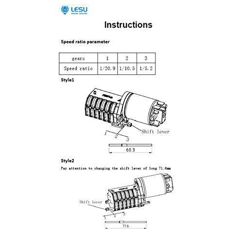 Lesu 3-Grade Gearbox D Transmission Motor for 1/14 Rc Tractor Trailer Truck,Compatible with DIY Tamiya Model - size: F-5021-D