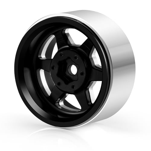 1.3" beadlock wheels RC Aluminium Rims for 1/18th TRX4M 1/24th AXIAL SCX24 RC Crawler Car Upgrade Parts (Black) - color: Black