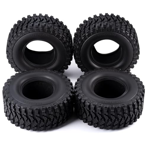 4PCS 2.6” Beadlock Tires with Foam Insert 136x55mm for 1/10th RC Crawler Buggy Truck Car Upgrade Parts (Softer) - size: Softer