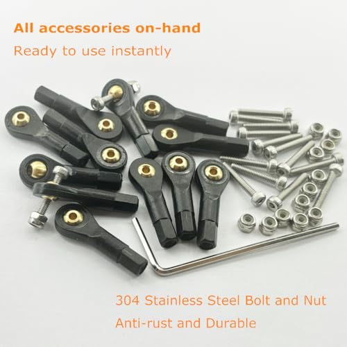 12Pcs M2 Lever Steering Linkage Tie Rod End Ball Head Joint Rod Ends for RC Airplane KT Model Plane Parts with Screw and Nut