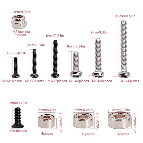 120Pcs Stainless Steel Screw Nut Bearing Set Kit with Box for Axial SCX30 Ford Jeep Wrangler Chevrolet K10 1/30 RC Crawler Upgrade