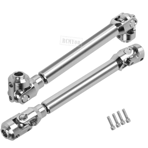 109-154MM Universal Drive Shaft Axles Upgrades Part for 1/10 SCX10 SCX10 II Redca t D90 Gen7 /Pro RC4 WD GEN8 RC Crawler,2PCS #45 Steel Driveshaft Hop-Ups,Silver
