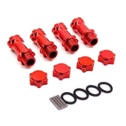 Parts For HSP 1/8 Scale Monster Truck Truggy RC Car 89108 17mm Wheel Hex 30mm Longer Enhanced Mount Adapter Cap Hub Parts(Red) - color: Red