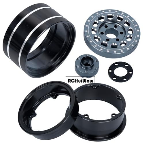 RC Wide 1.57'' (40mm) 2.2 Beadlock Wheels for SCX10 Capra Wraith Ryft / TRX4 AMG 6x6 / Gen8 Everest Gen 7 Pro,Adjustable 4 Offsets Rims,4Pack,Titanium w/Black - color: Titanium W/ Black(4pcs)