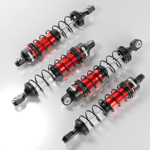 OGRC 92mm RC Shock Absorber for 1/16 Traxxas Mini Maxx XRT 1/10 TRX4 SCX10 | Aluminum, with Progressive Springs, Top-cap Bleeder Hole, Oil Shocks, Red - color: Red