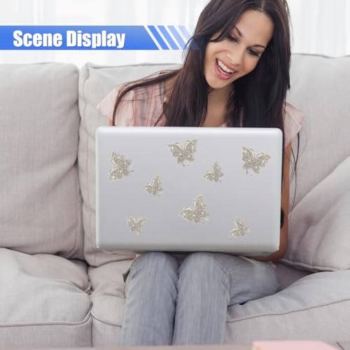 Craedli 8PCS Bling Butterfly Sticker Car Decals, Crystal Rhinestone Butterfly Decal with Self-Adhesive Backing for Women, Glitter Diamond Car Body Bumper Sticker for Window Laptop Luggage (White) - color: White