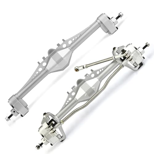2Pcs Billet Aluminum Front and Rear Portal Axle Assembly with Steel Gears for Axial 1.9 UTB SCX10 III Currie F9 1/10 RC Crawler Upgrades (Silver) - color: Silver