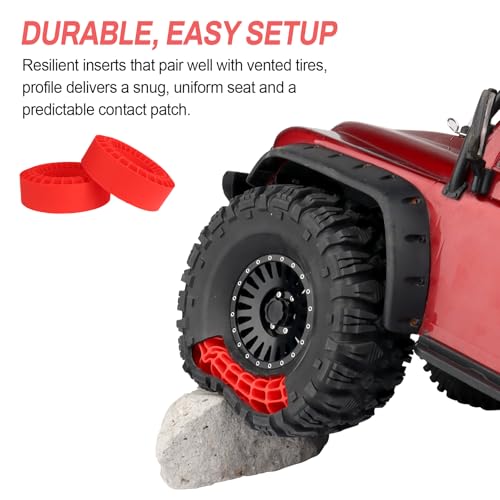 Soft 2.2" Silicone Tire Inserts for RC Crawlers, 4-Pack — Fits 132–134 mm 5.25" OD, 125×45 mm — Waterproof, Sidewall Stabilization, Traction and Climbing Control (Red) - color: Red