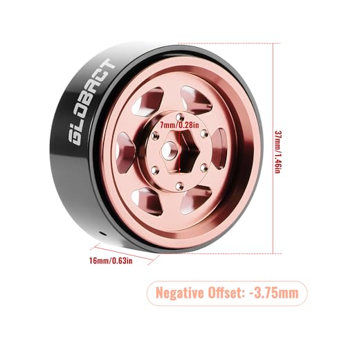 GLOBACT 1.3" Beadlock Wheels for SCX24 AX24 TRX4M 1/18 1/24 (Rose Gold) - color: Rose Gold