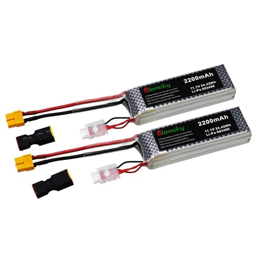 Blomiky 2 Pack 11.1V 3S 2200mAh Lipo Battery with XT60 Plug for Remote Control Evader BX Car RC Truck RC Truggy RC Airplane UAV Drone FPV Boats / 3S 2200mAh XT60 and USB