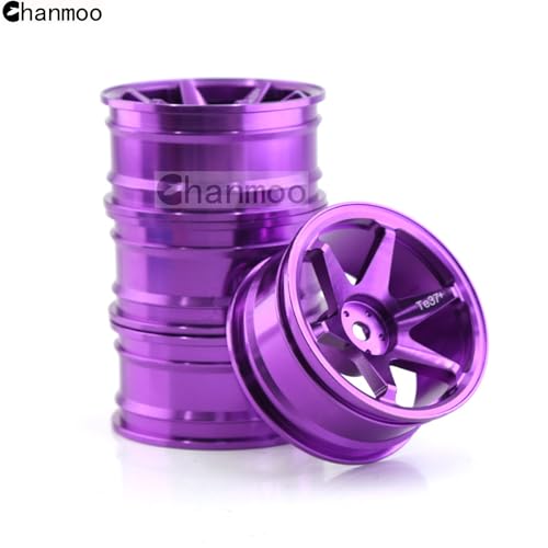 1/10 RC On Road Wheels Rims 12mm Hex Alloy Aluminum Drift Hubs For 1:10 Rally Racing Car Tires Tamiya TT01 TT02 XV01 TA06 A959 PTG2 HPI KYOSHO HSP PTG2 Touring Street Tyres 4PCS (Titanium) - color: Titanium